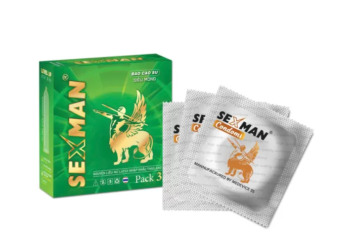 Bao Cao Su SexMan Siêu Mỏng Nhỏ Hộp 3 Cái
